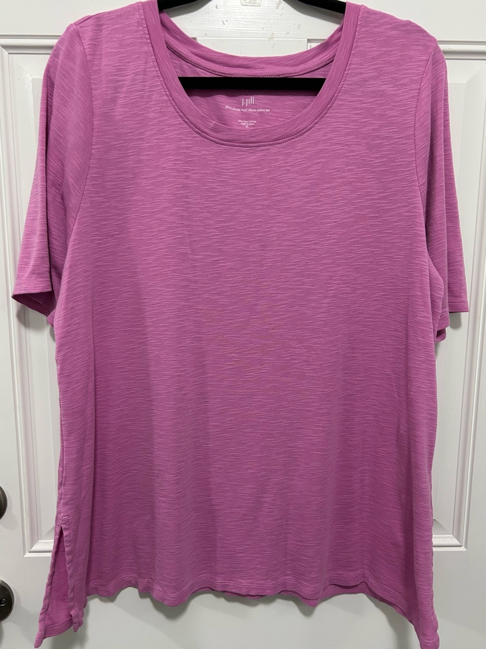 J. Jill Short Sleeve Scoop Neck Top in Bright Pink
